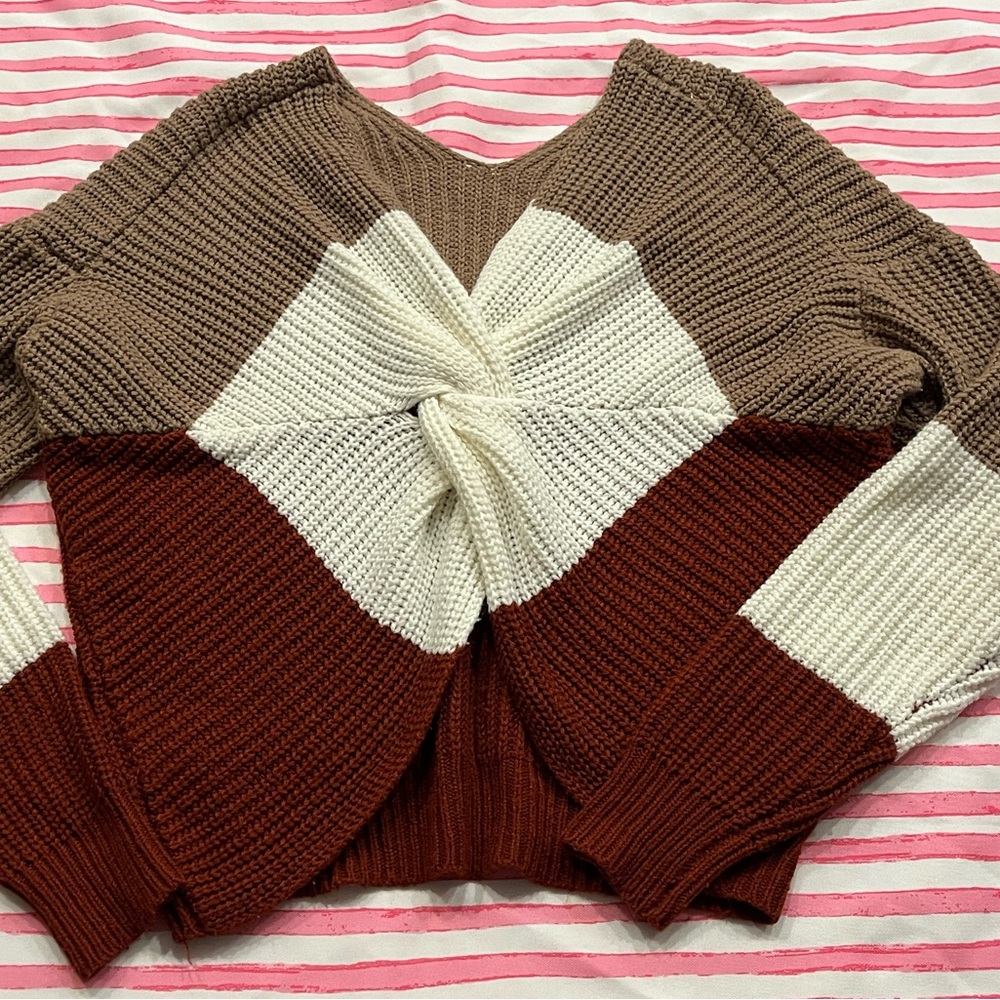 Reversible Colorblock Knit Sweater